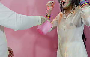 holi special: fuck-stick screwed priya anal hard while this babe wanna play Holi surrounding friends