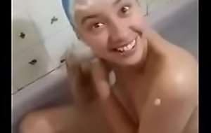 Blue hair Oriental sucking cock