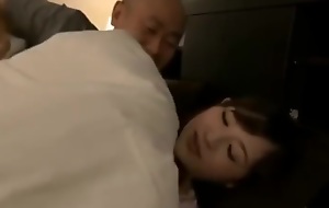 Lass cums on mom next to sleeping dad