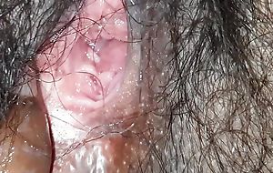 Turning-point of Indian Mature Cute lady with BF- penny-pinching hairy bawdy cleft deep fingering & close up of G spot & pissing spot etc..