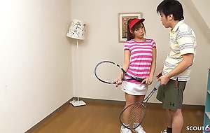 Slurps Japanese Tennis Teen seduce to Creampie Fuck by her Coach