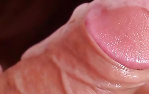 Foreskin play, close up gentle sucking, word-of-mouth creampie