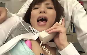 Sasaki the office employee stimulated during her business call