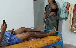 A stepmother crippling a saree She was hide observing me masturbating greatest extent observing pornography video