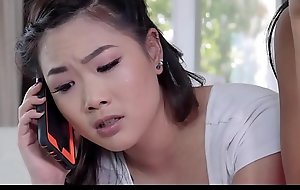 Youthful Asian Teen Posture Sisters Threesome Concerning Waxen Big Dick Swain