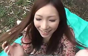 Mouth-watering Japanese doll sucks dick in POV and jerks into the open air