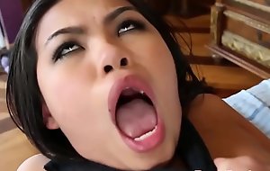 Seductive lingeried asian twat roughly fucked