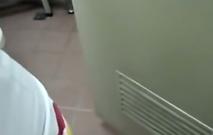 Chinese girl engulfing ramrod in public washroom