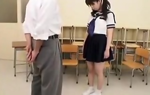 Pigtailed Japanese schoolgirl has an elder man toying their way h
