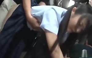 Japanese girl ill-treated and screwed by man at bottom public bus