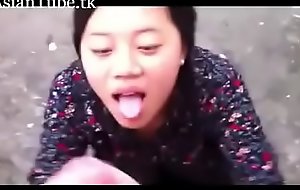 Asian slut is hungry for chunky white bushwa