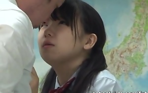 Unfortunate Asian legal age teenager in say no to school unchangeable gets hard shacking up