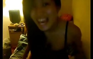low-spirited asian girl bonking give your dormroom