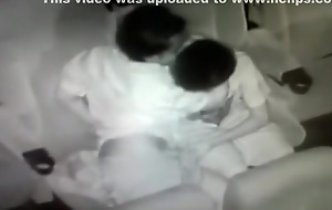 Security impoverish tapes an asian girl couple having sex in the cinema