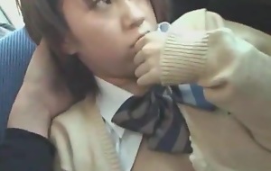Shy Schoolgirl gangly in Bus