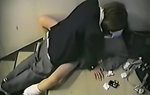 Voyeur tapes japanese students having coitus on the stairs of their university building
