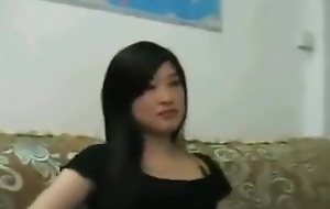 Chinese girl laugh within reach burnish apply small dick