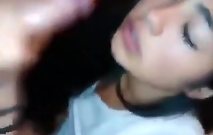 Asian Beauty Gives a Blowjob With a Take over Ending
