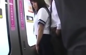 Asian schoolgirl screwed on train