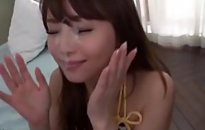 Japanese teen respecting swimsuit gets heavy cumshot